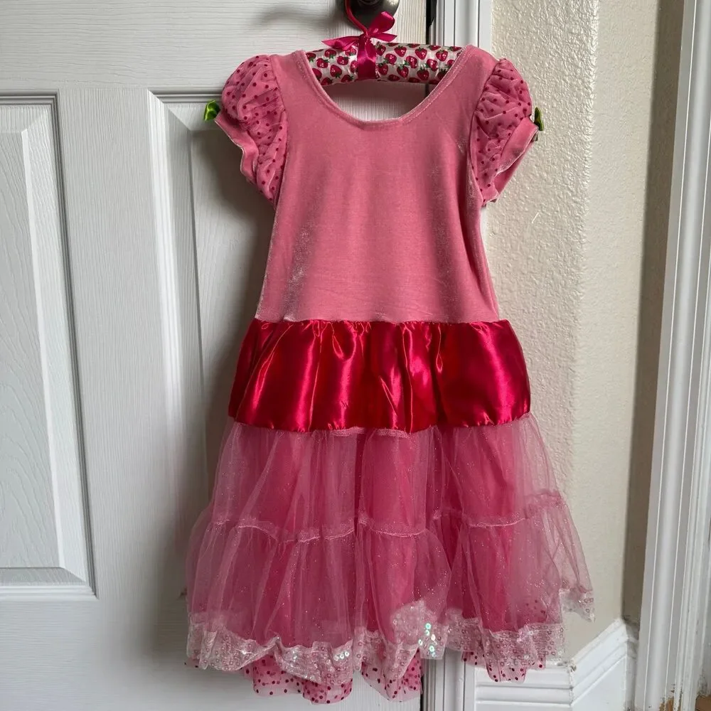Pink Strawberry Shortcake Costume Dress Halloween Dress Up Play Time size 3 - 6